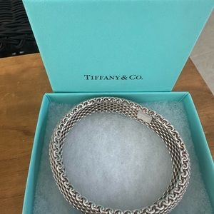Tiffany & Co. 925 Sterling Silver Basket Weave Wide Somerset Wide Mesh Bracelet